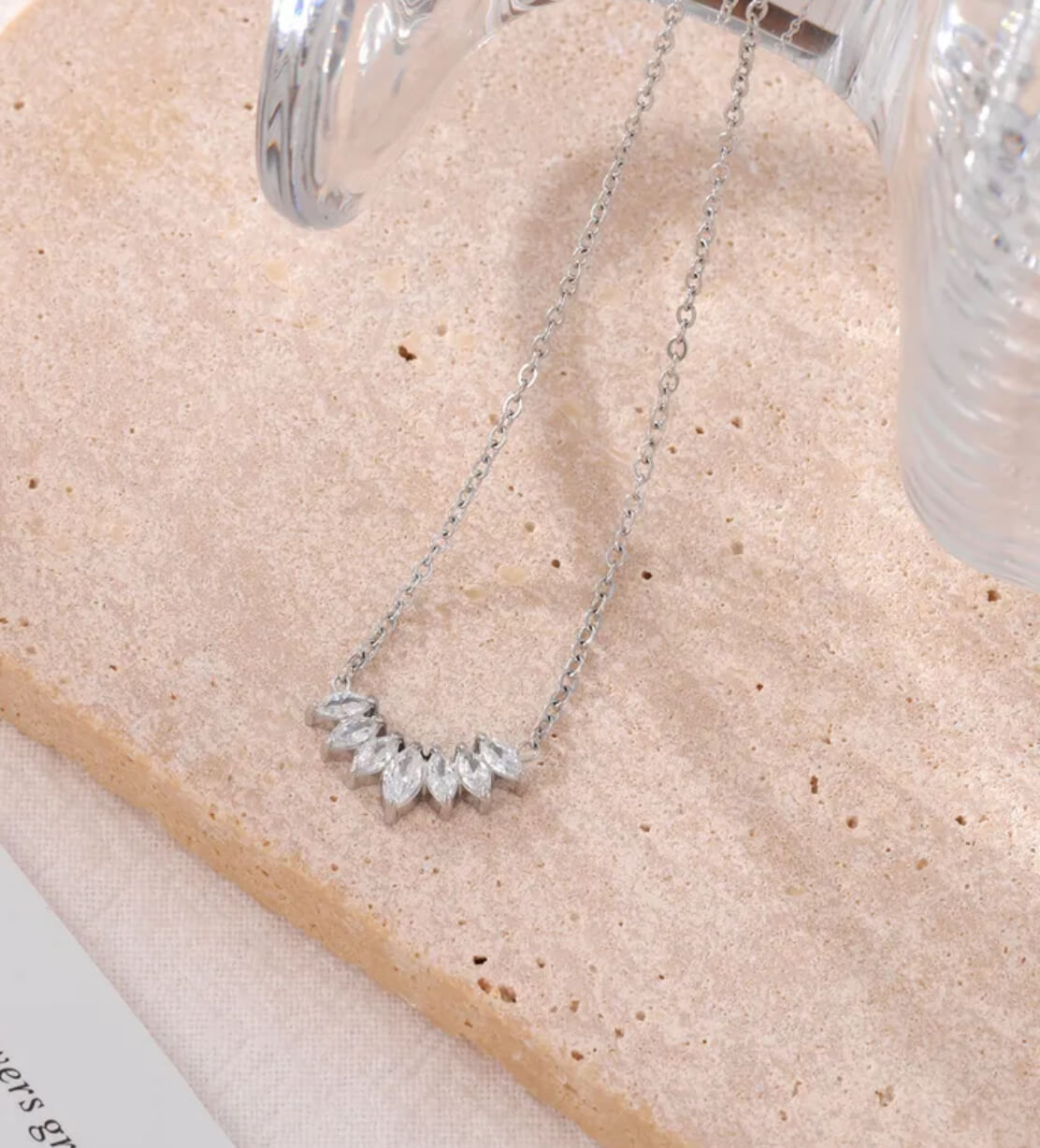 Gold Crystal Leaf Necklace