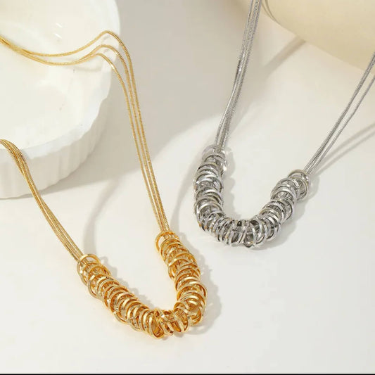 Gold Silver Ring Chain Necklace